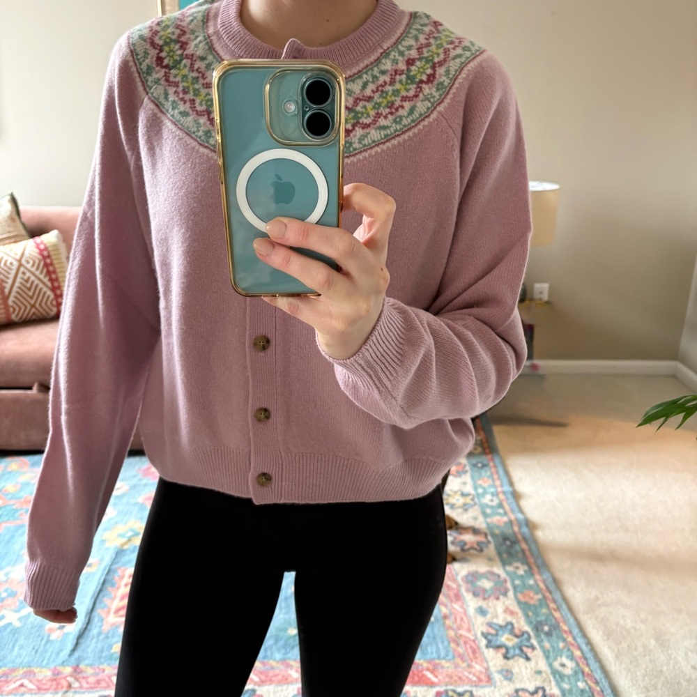 Classic Fair Isle cardigan in vintage wool - Picture 2 of 7